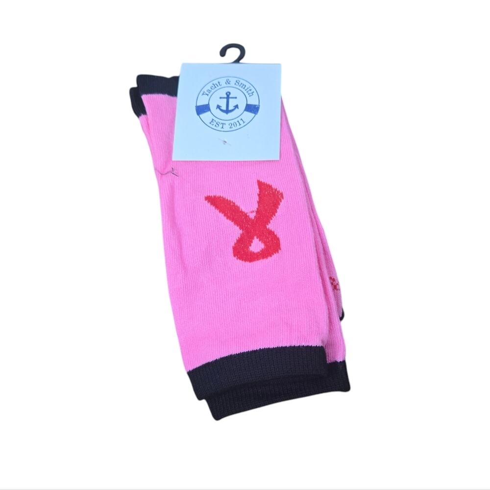 NWT 1 pair Breast Cancer Awareness Socks Unisex SZ 6-10 Pink With Black Stripe